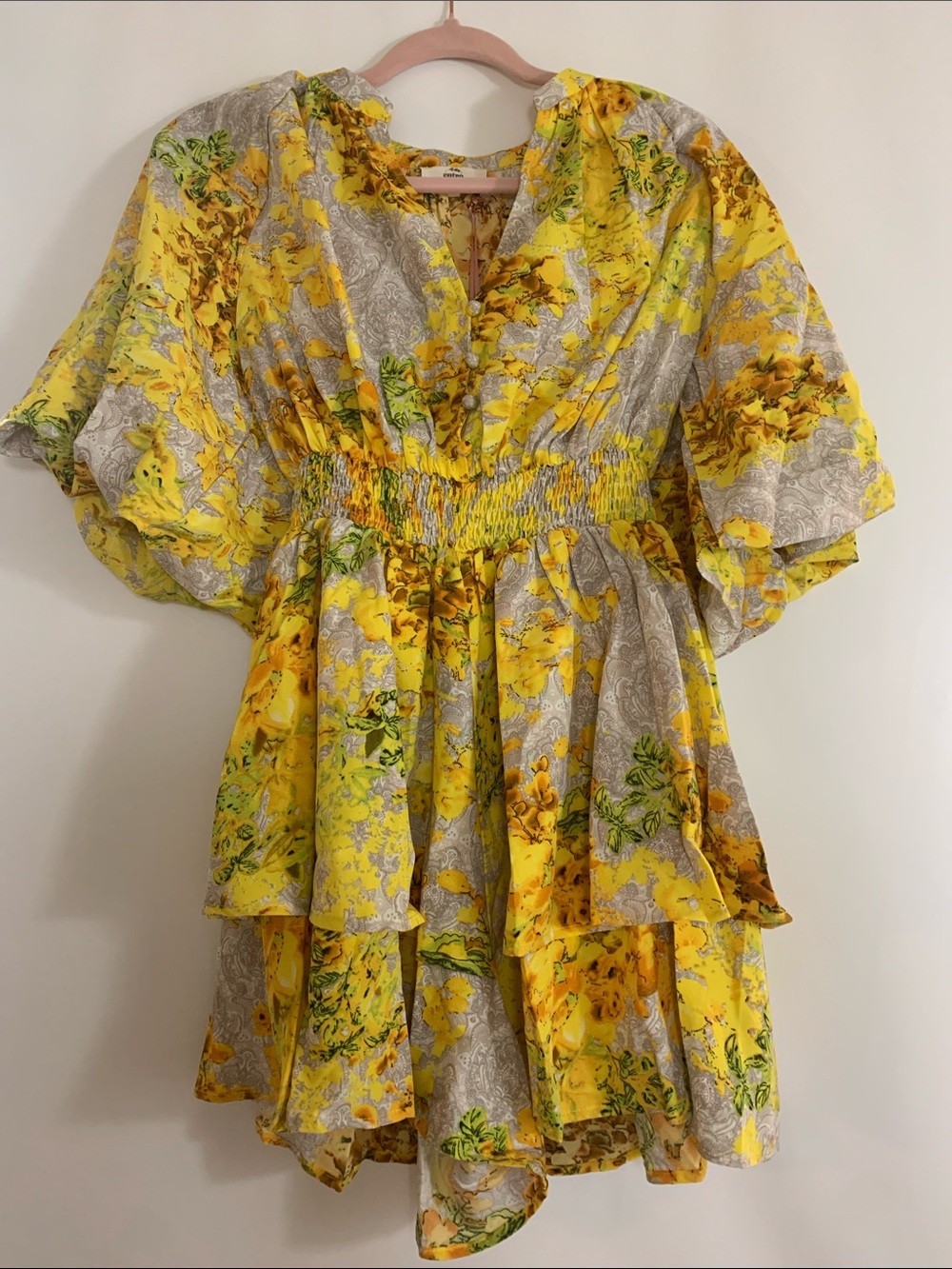 entro Yellow Floral Ruffled Tunic